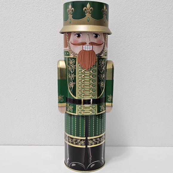 Other - Green & Gold Nutcracker Metal Tin Canister